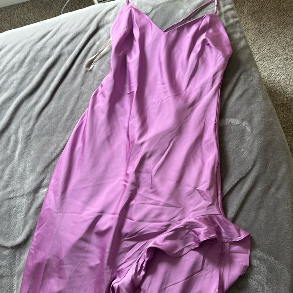Satin dress with long train